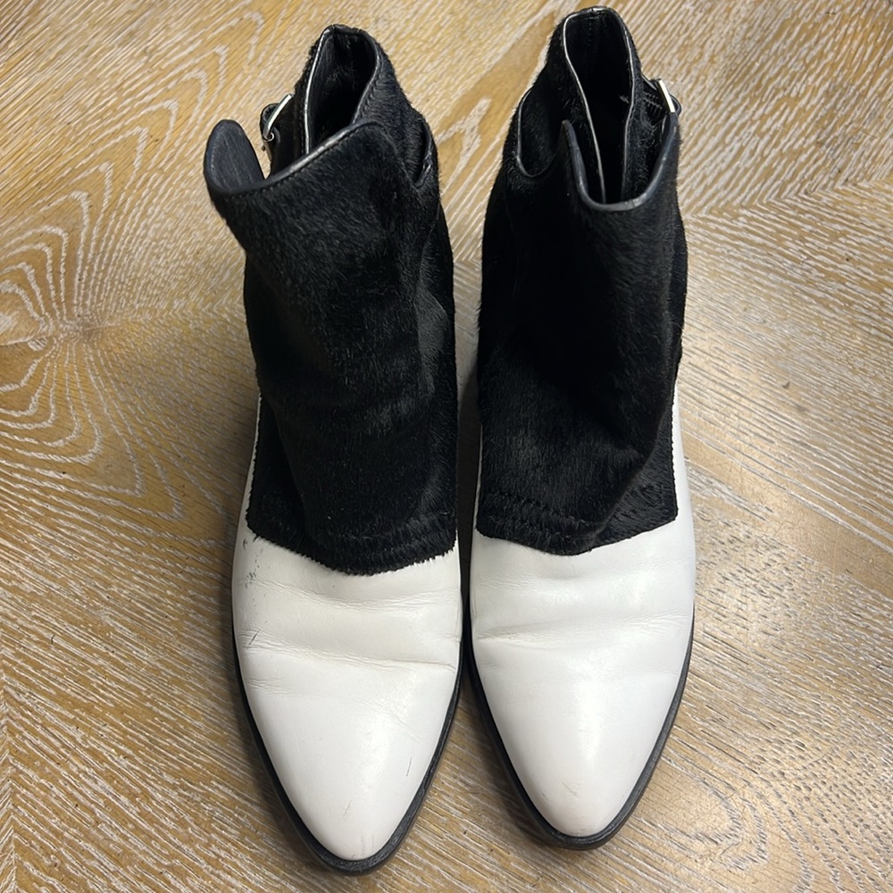 Alexander Wang Black & White Calf-Hair Cara Boots - Picture 8 of 13